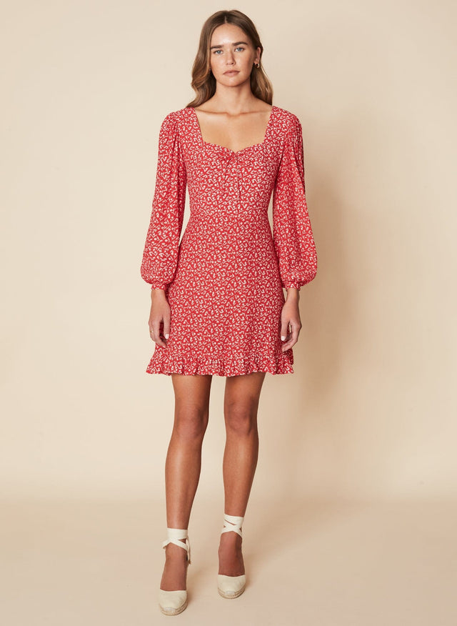 Calla Mini Dress Maddy Floral Print - Vintage Red - Final Sale LES TEMPS DES FLEURS Mini Dress