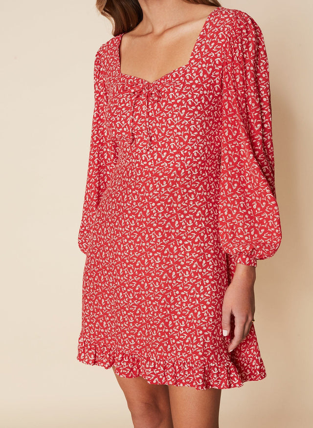 Calla Mini Dress Maddy Floral Print - Vintage Red - Final Sale LES TEMPS DES FLEURS Mini Dress